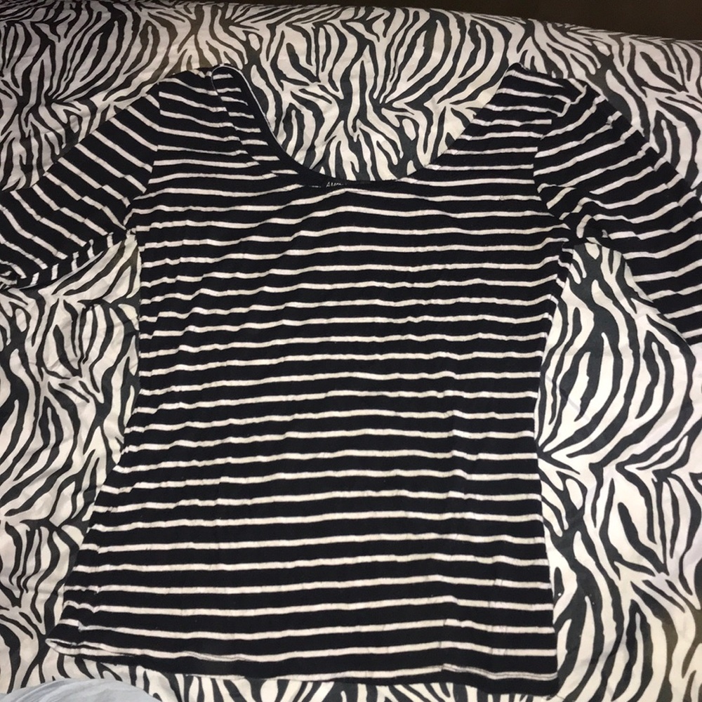 Deep Crewneck Black and white stripe top/shirt